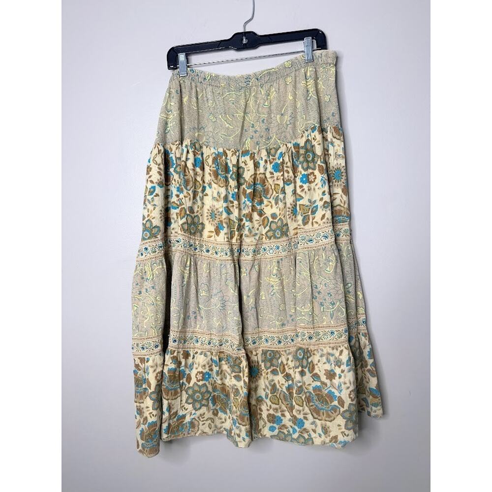 Vintage Phool Maxi Skirt Womens XL Tiered Sequins Festival Floral Boho Western